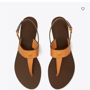 New Tory Burch Tan Capri thong Leather T-Strap Sandals
